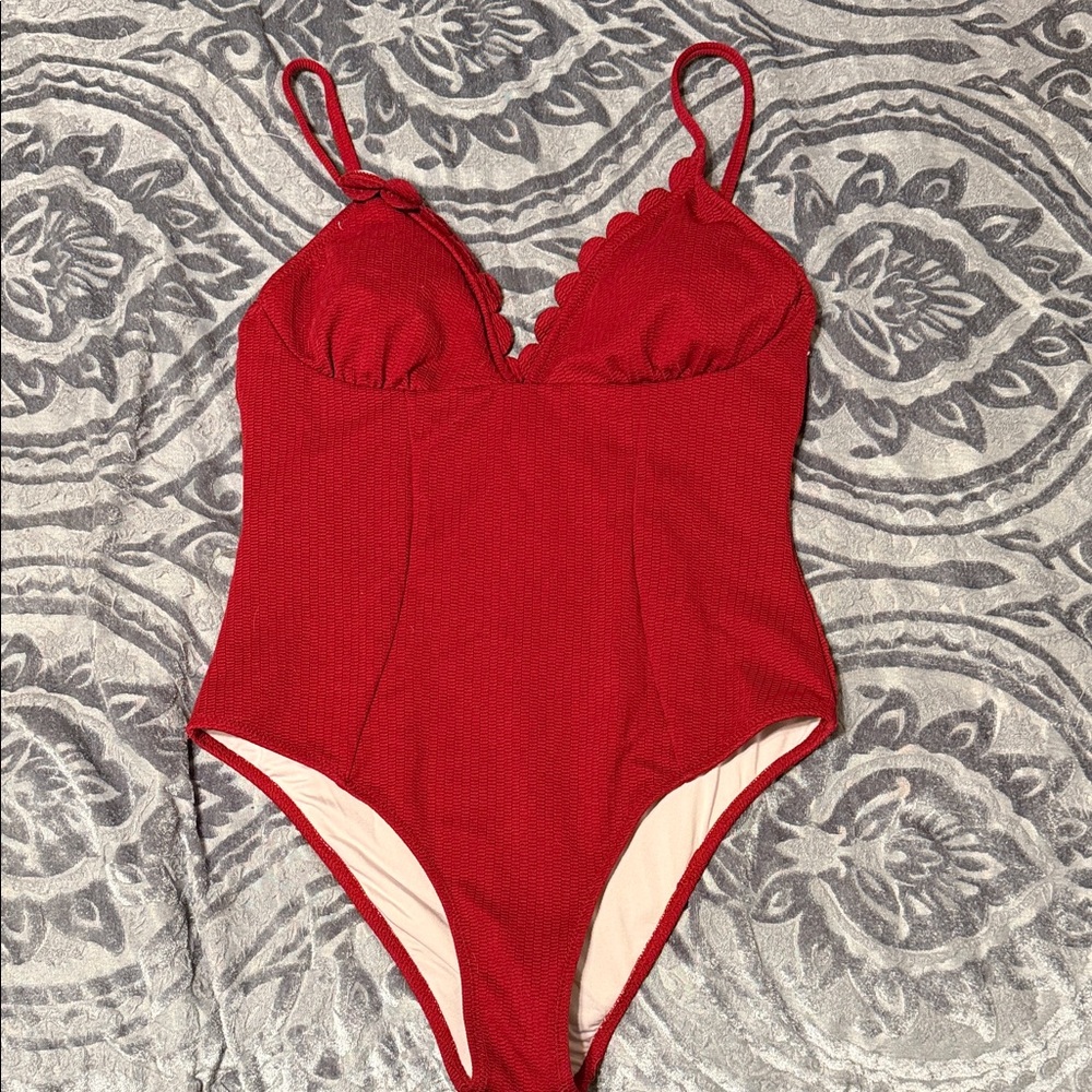 Cupshe Red Scalloped One Piece Swimsuit